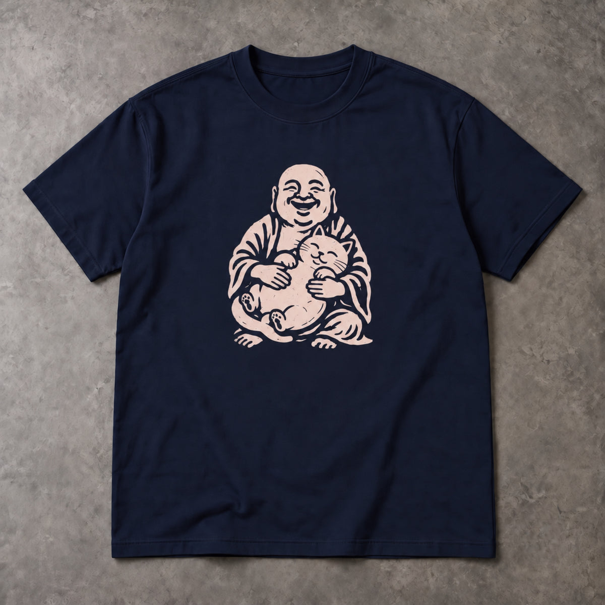Laughing Buddha Cat T-Shirt – Vintage Hug