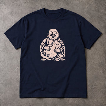 Laughing Buddha Cat T-Shirt – Vintage Hug