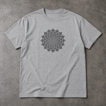 Mandala T-Shirt - Spiral Petal Line Art, Unisex Graphic Tee