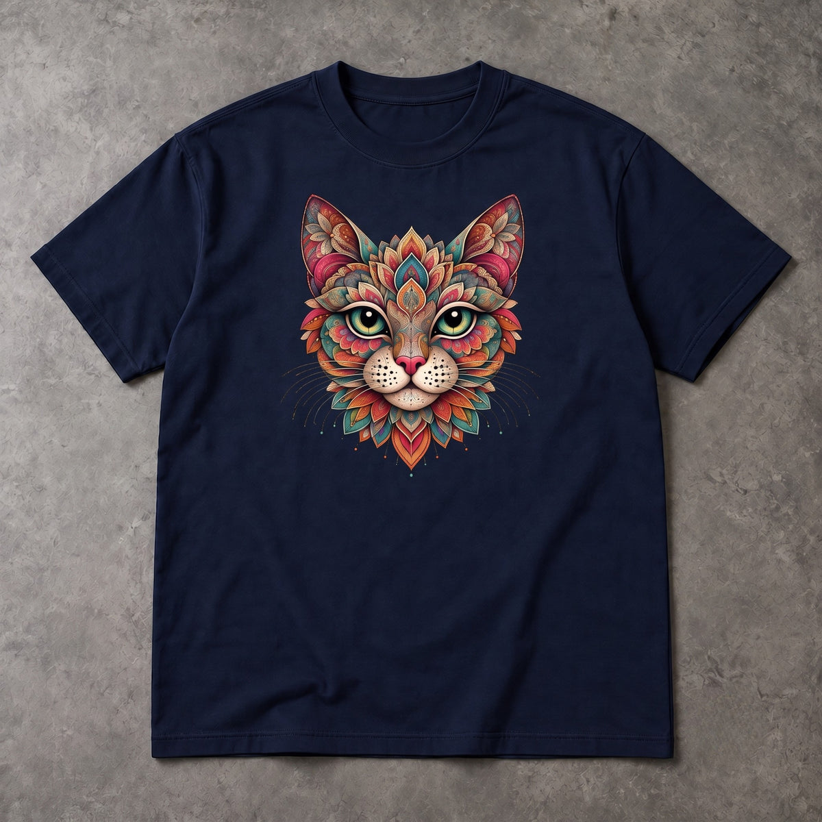 Mandala Cat T-Shirt – Floral Portrait