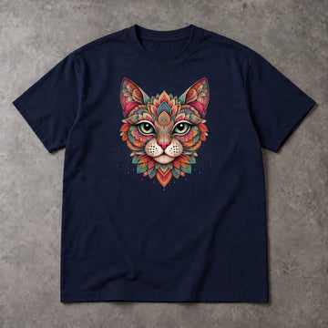 Mandala Cat T-Shirt – Floral Portrait