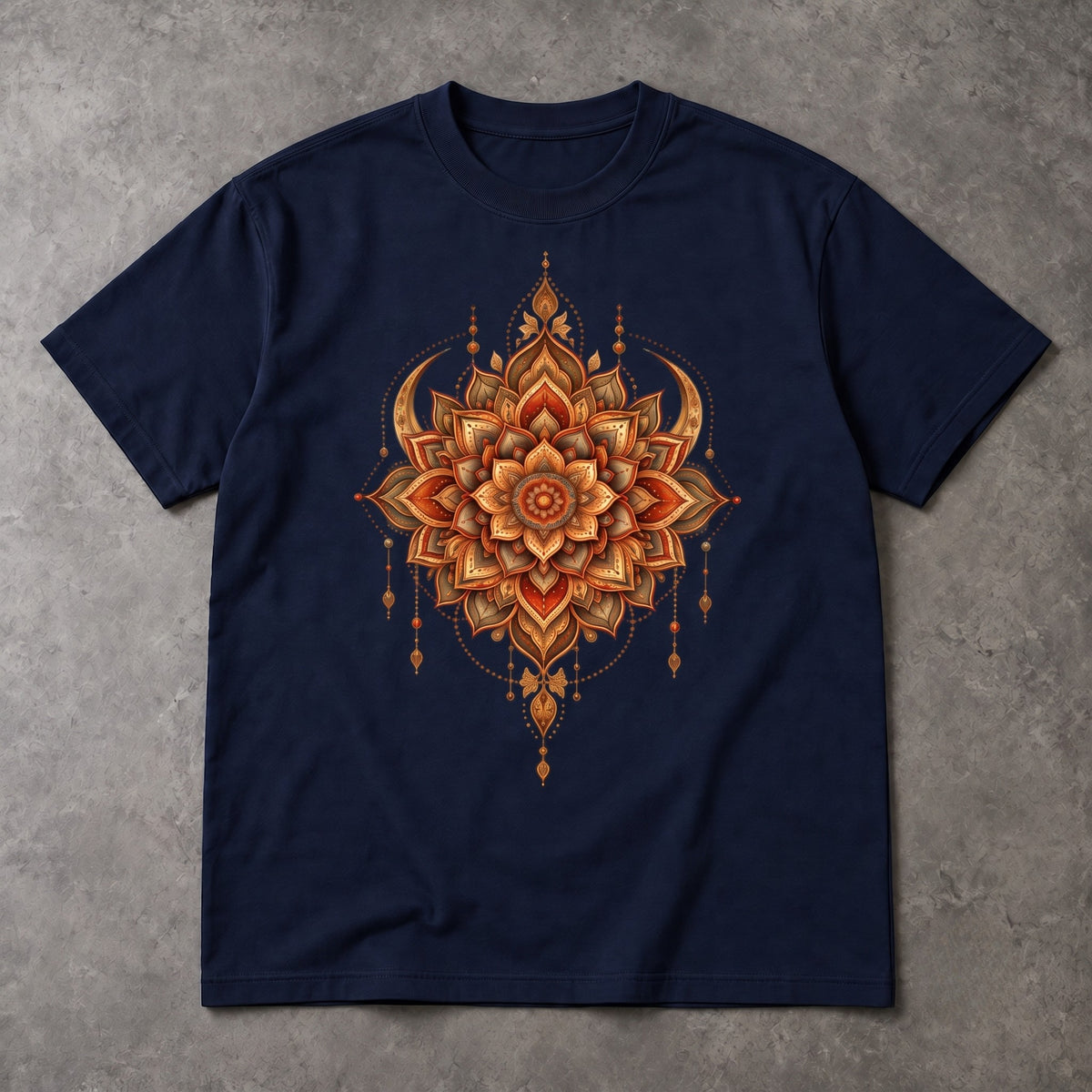 Mandala Flower T-Shirt – Rust & Gold