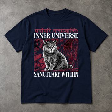 Inner Universe Cat T-Shirt - Sanctuary Within Dinosaur Graphic, Unisex