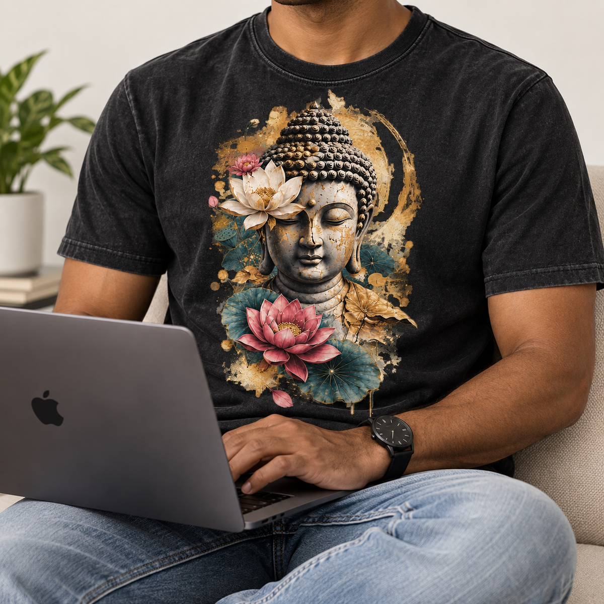 Buddha Lotus T-Shirt – Floral Portrait