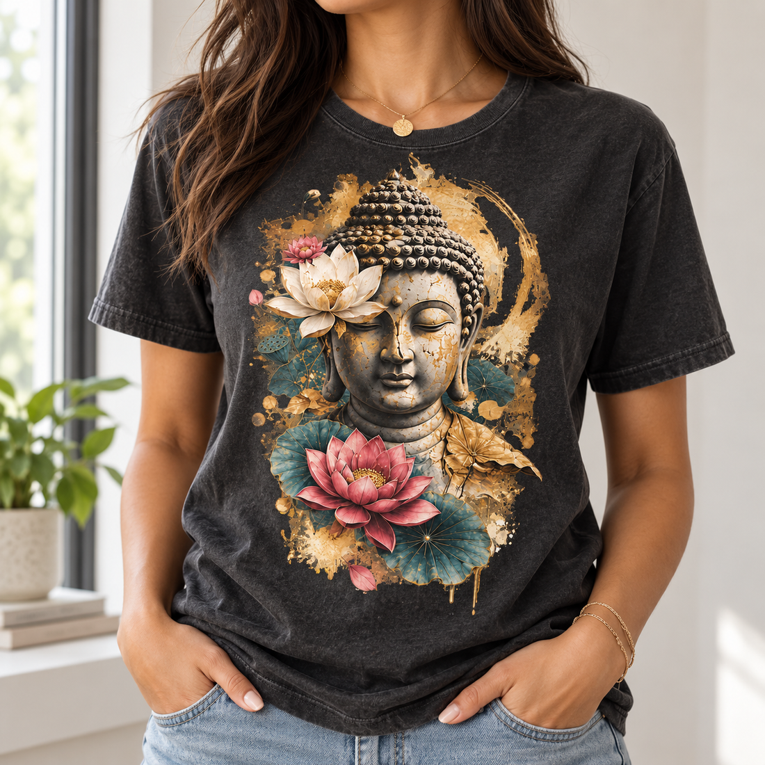 Buddha Lotus T-Shirt – Floral Portrait