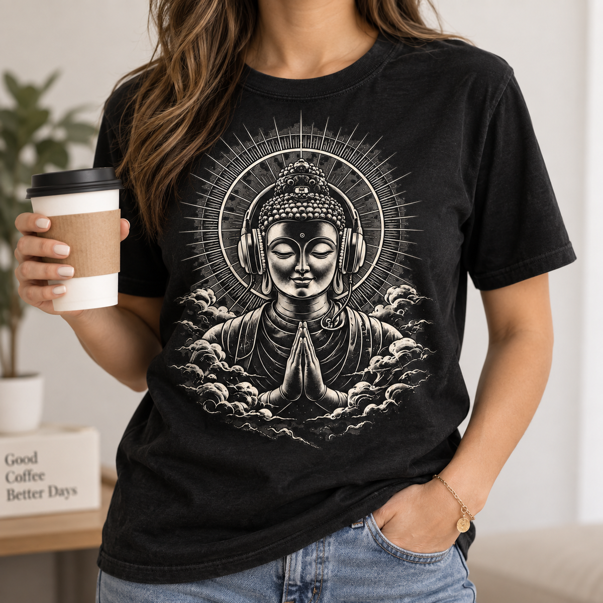 Buddha Headphones T-Shirt – Music Graphic