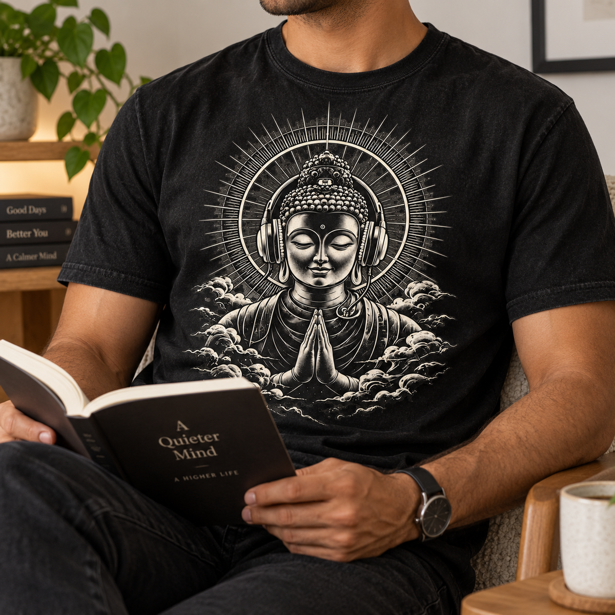 Buddha Headphones T-Shirt – Music Graphic