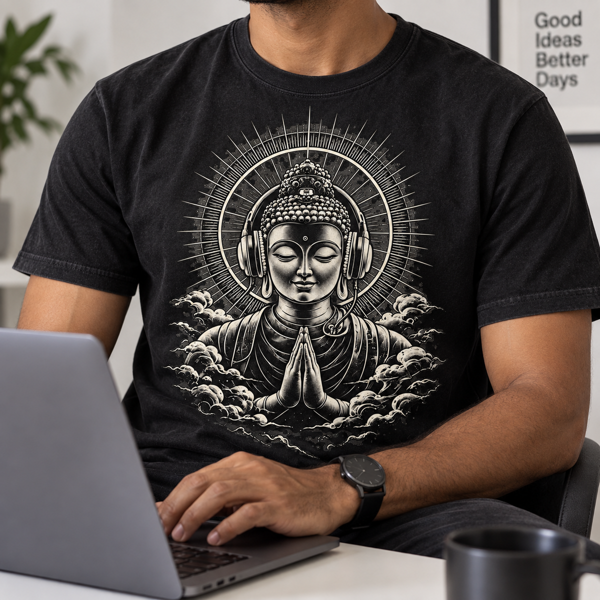 Buddha Headphones T-Shirt – Music Graphic