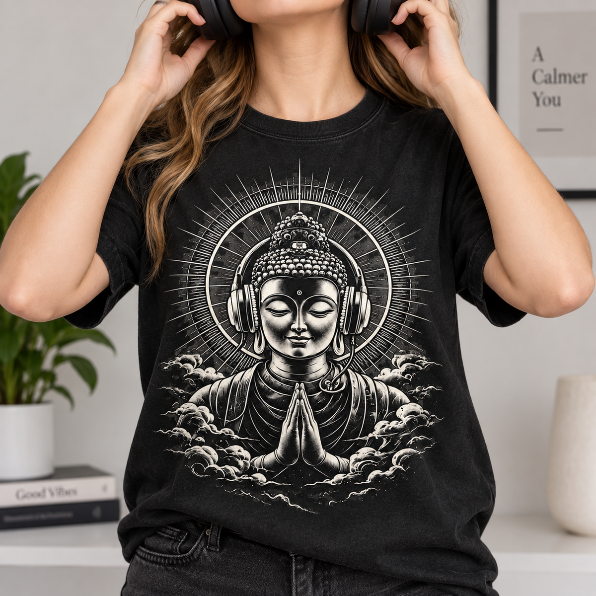 Buddha Headphones T-Shirt – Music Graphic