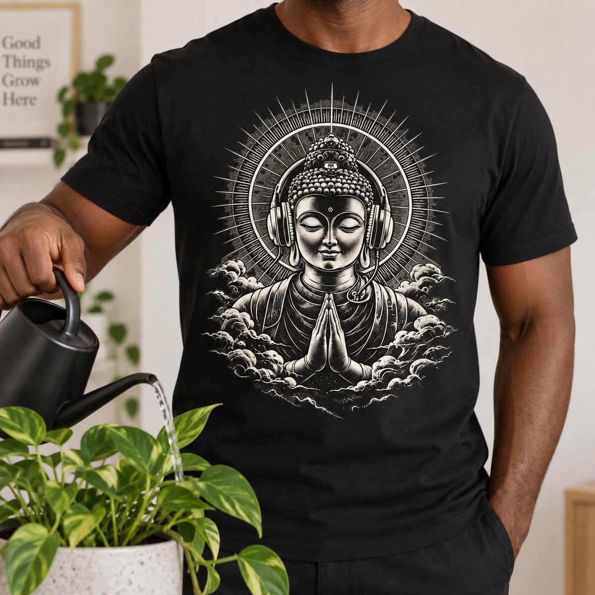 Buddha Headphones T-Shirt – Music Graphic