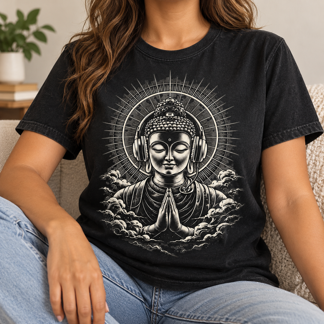 Buddha Headphones T-Shirt – Music Graphic