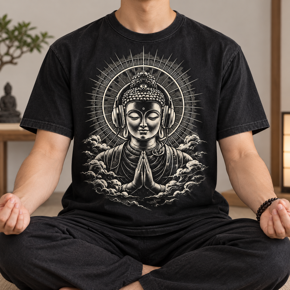 Buddha Headphones T-Shirt – Music Graphic