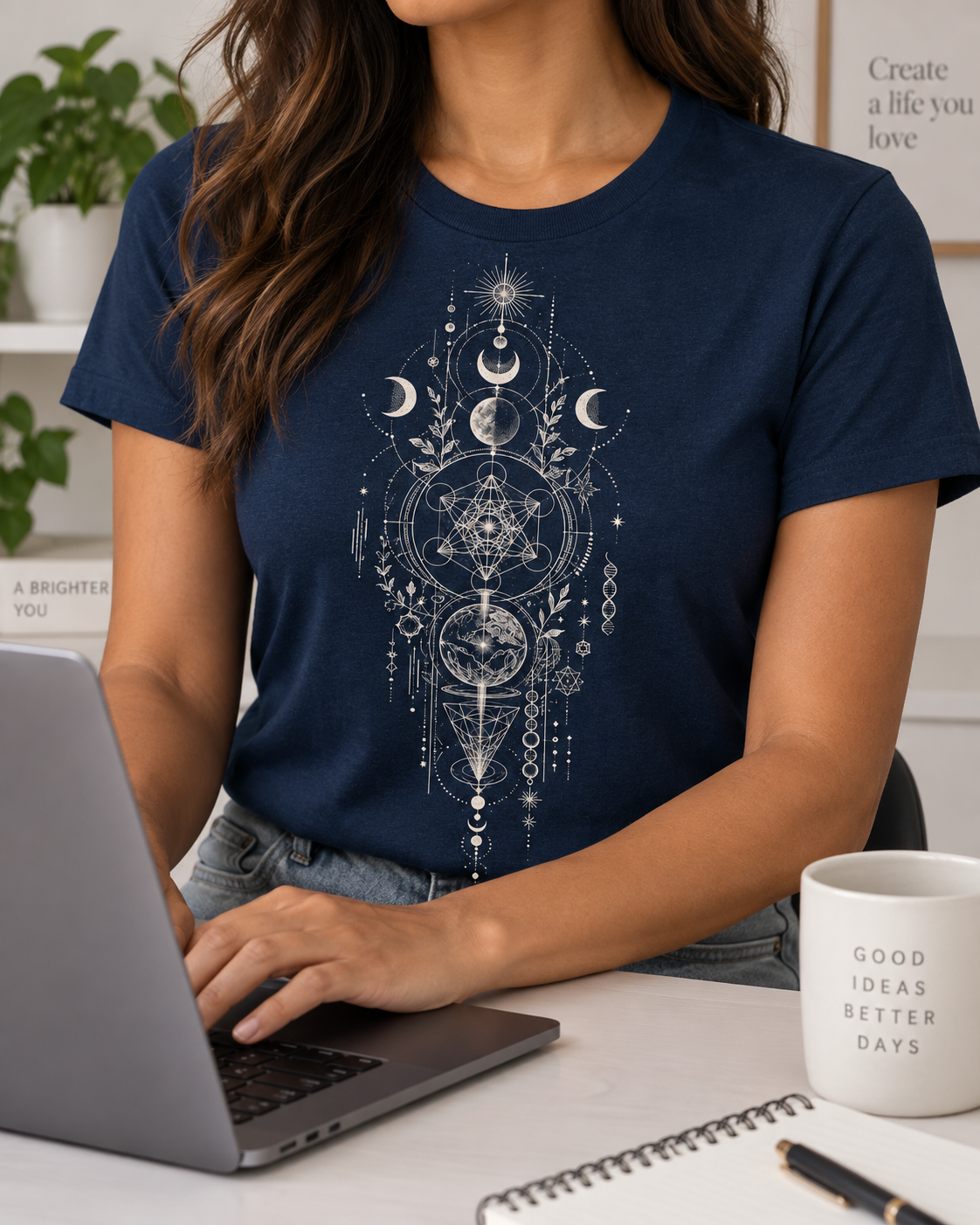 Sacred Geometry T-Shirt – Celestial Moons