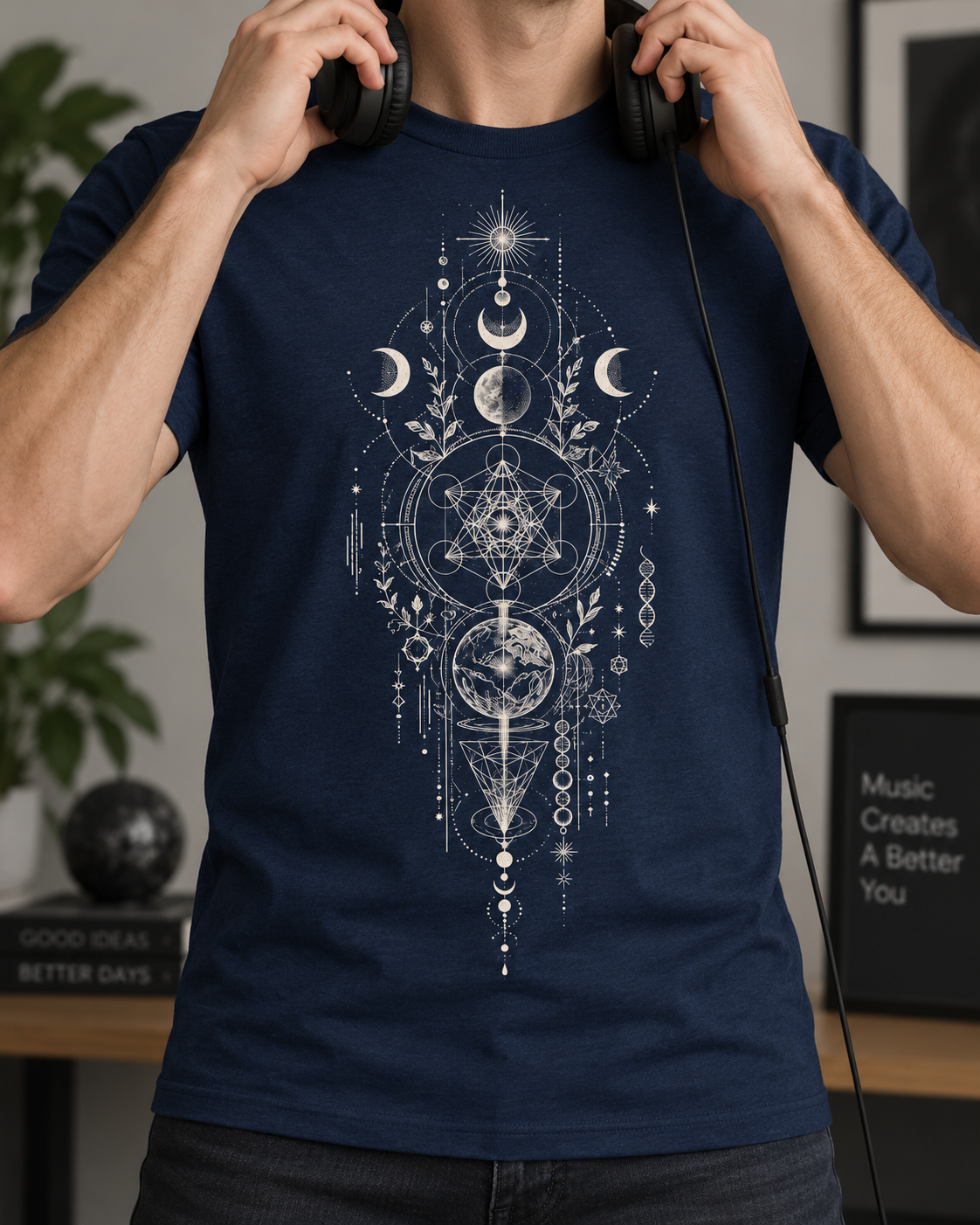 Sacred Geometry T-Shirt – Celestial Moons