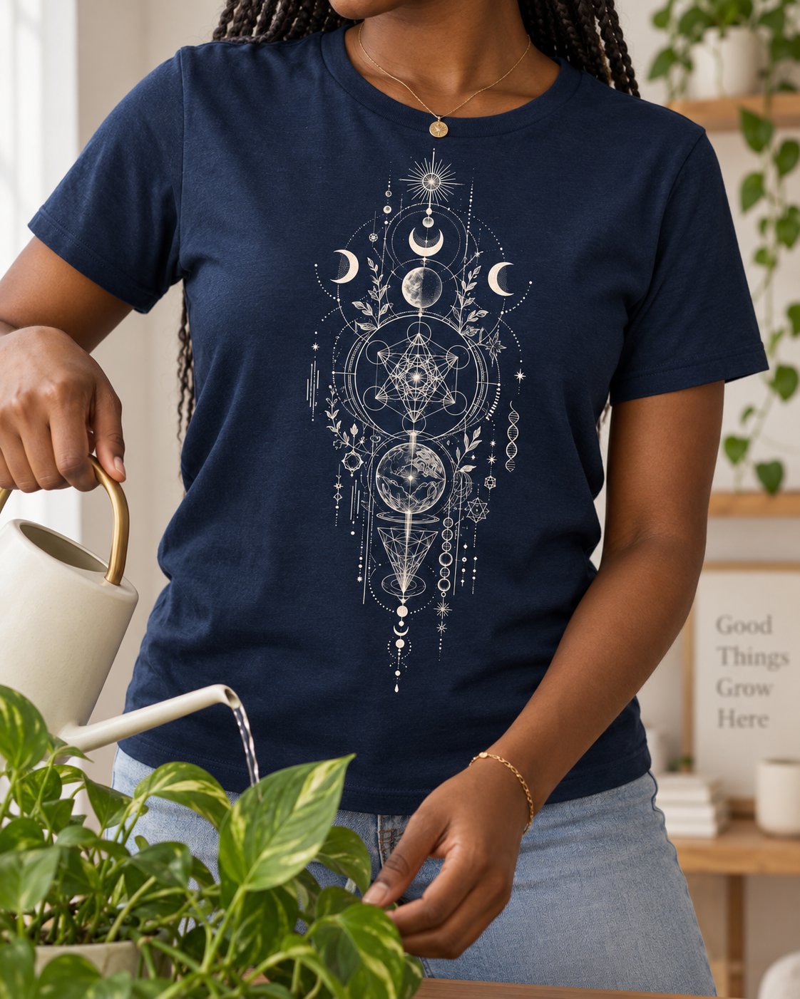 Sacred Geometry T-Shirt – Celestial Moons