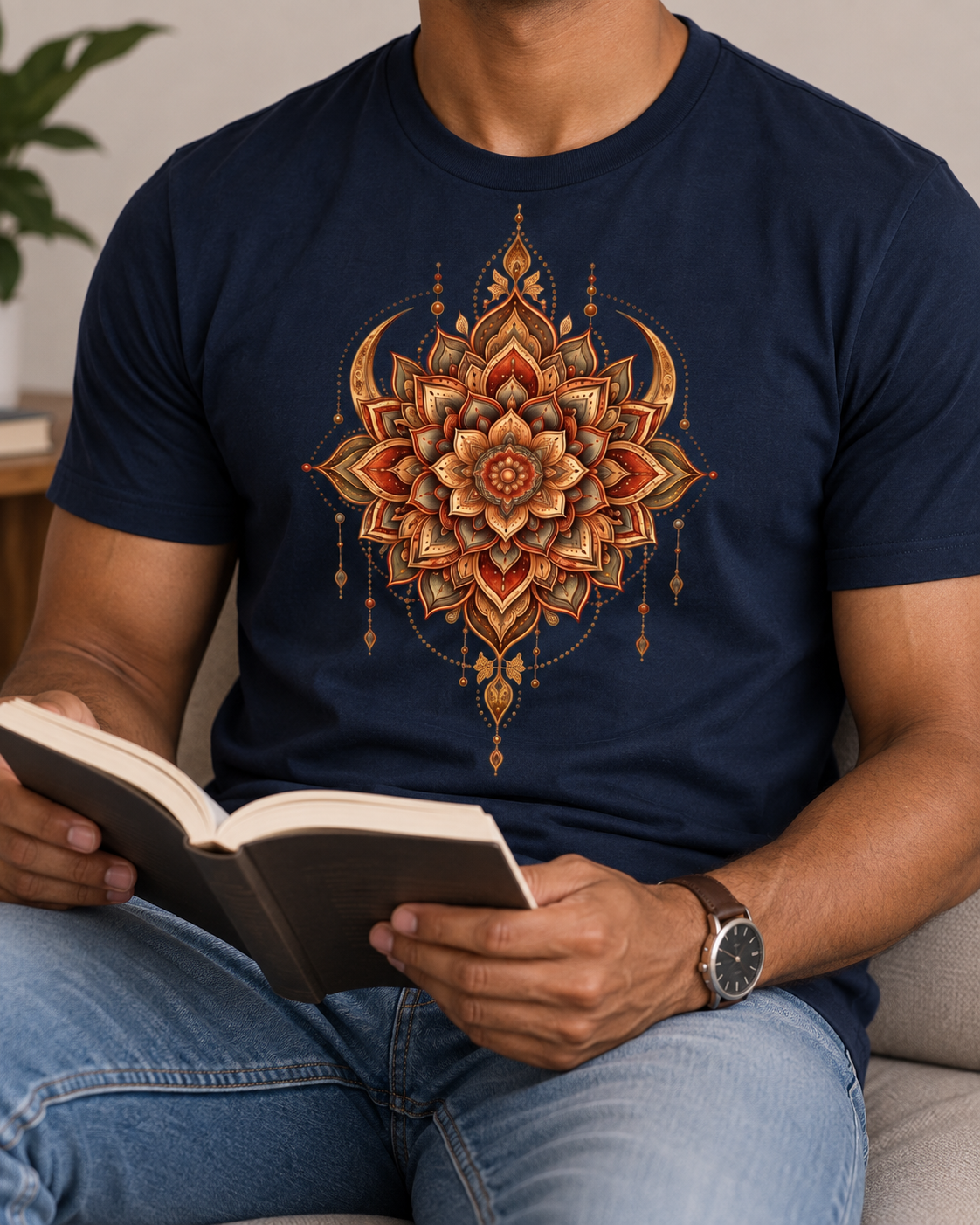 Mandala Flower T-Shirt – Rust & Gold