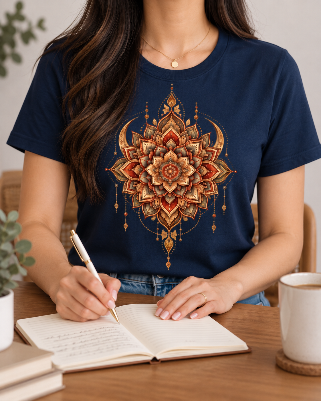 Mandala Flower T-Shirt – Rust & Gold