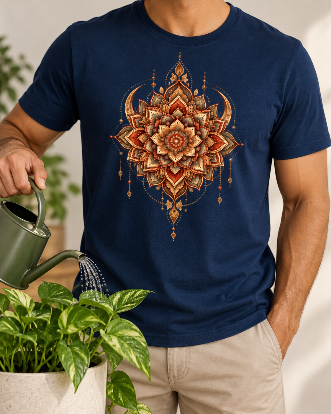 Mandala Flower T-Shirt – Rust & Gold