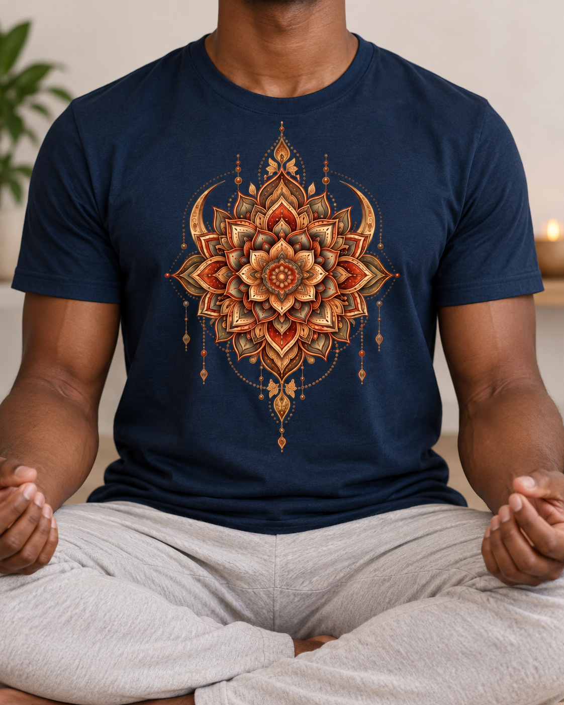 Mandala Flower T-Shirt – Rust & Gold