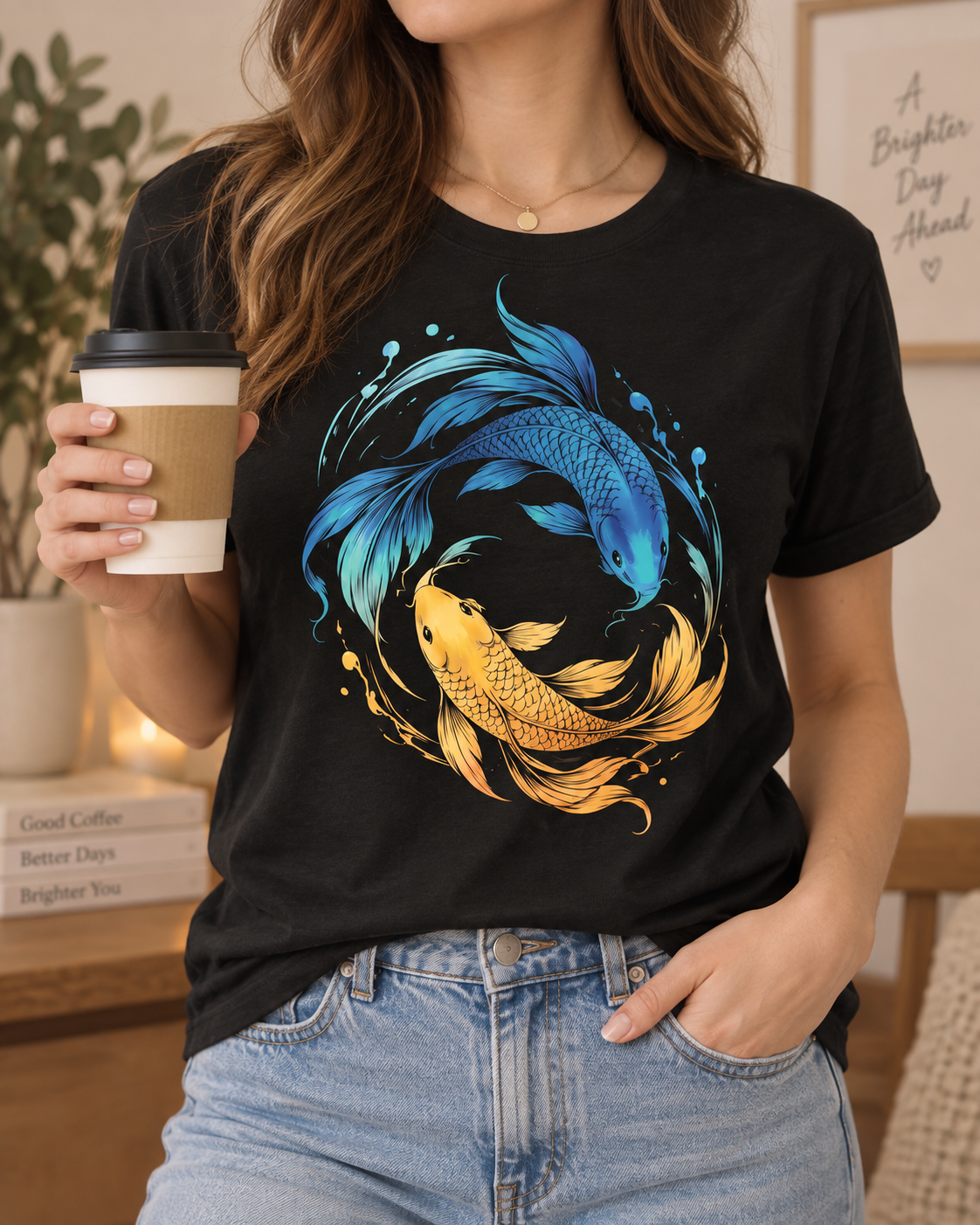 Koi Fish T-Shirt – Blue & Gold