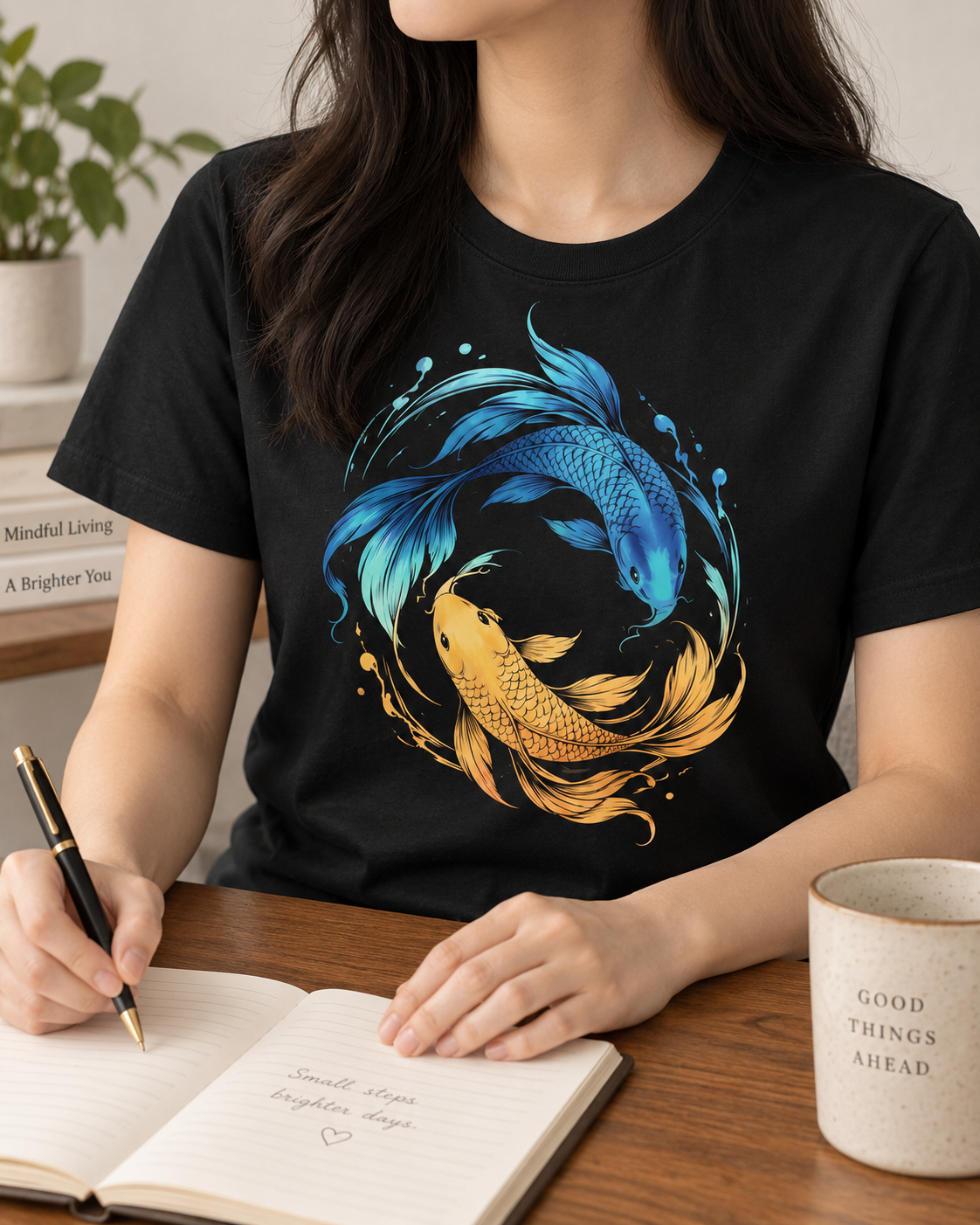 Koi Fish T-Shirt – Blue & Gold