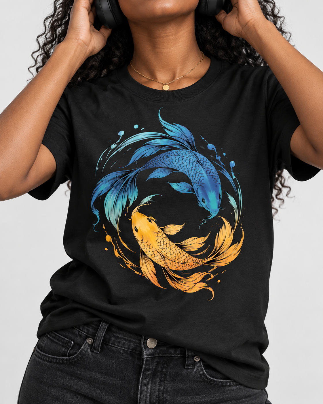 Koi Fish T-Shirt – Blue & Gold