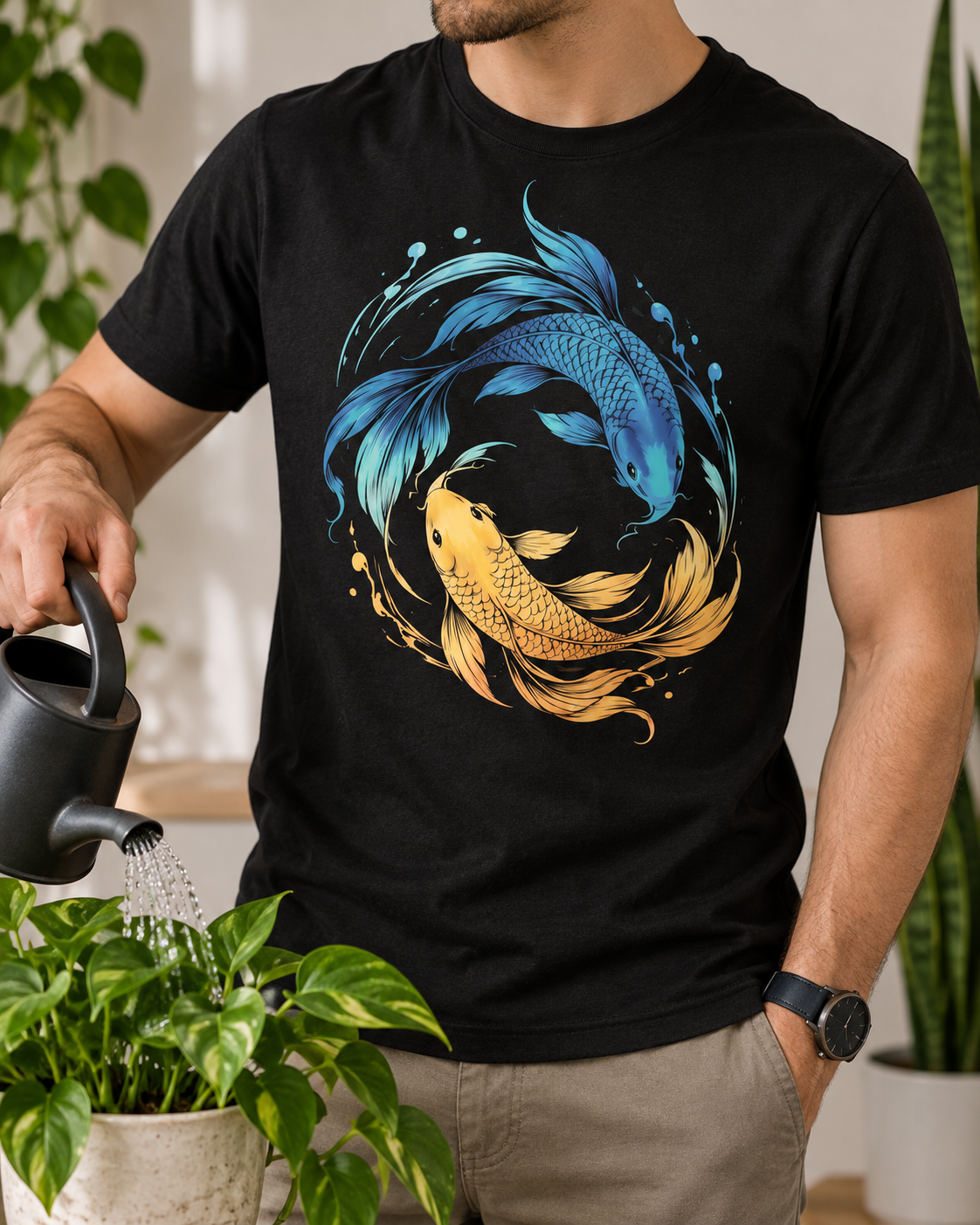 Koi Fish T-Shirt – Blue & Gold