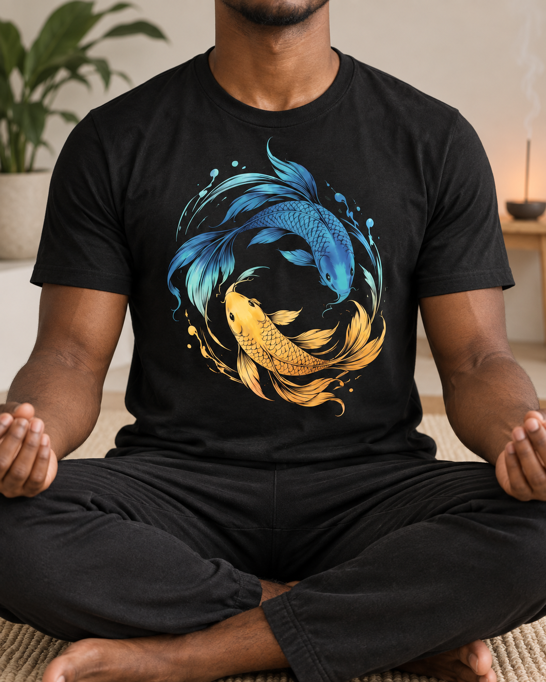 Koi Fish T-Shirt – Blue & Gold