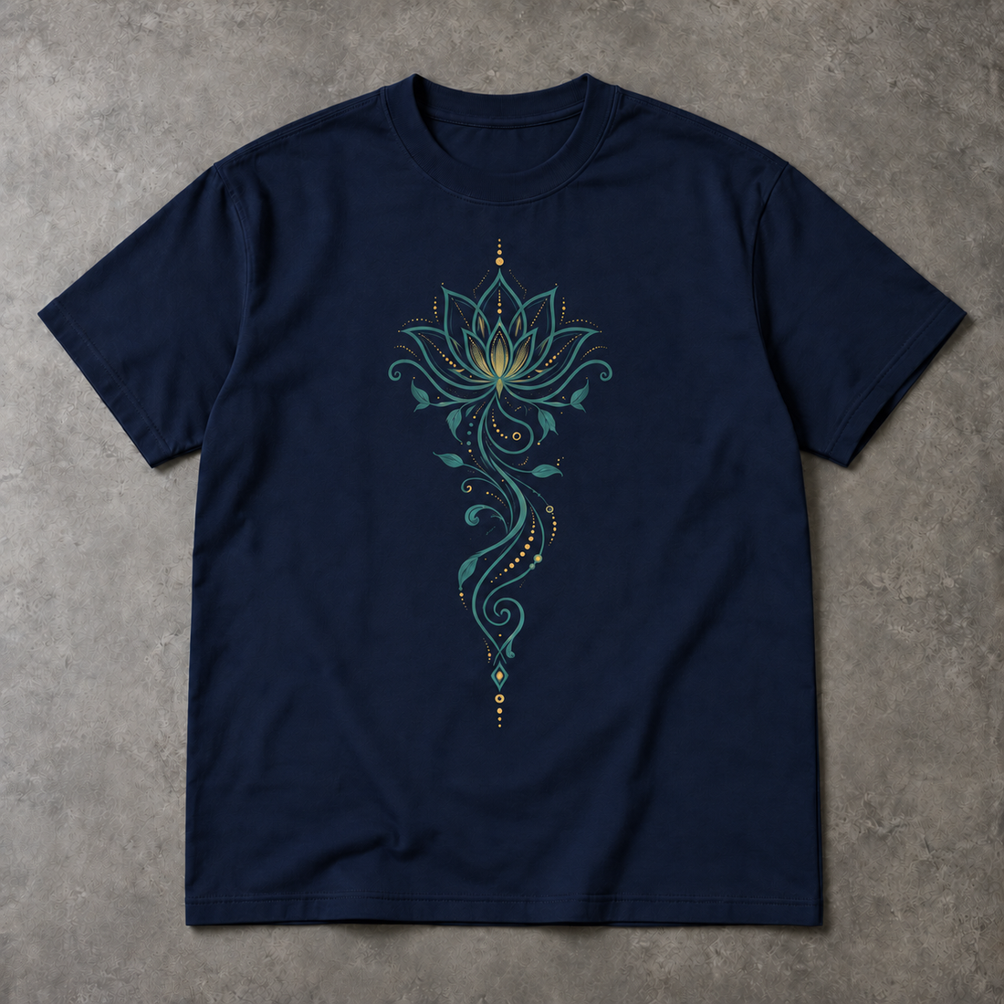 Lotus Flower T-Shirt – Teal & Gold