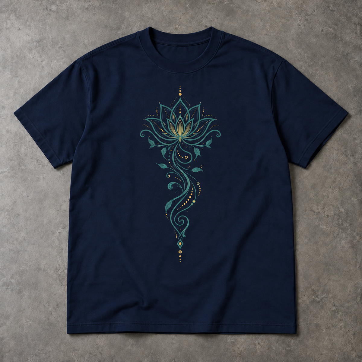 Lotus Flower T-Shirt – Teal & Gold