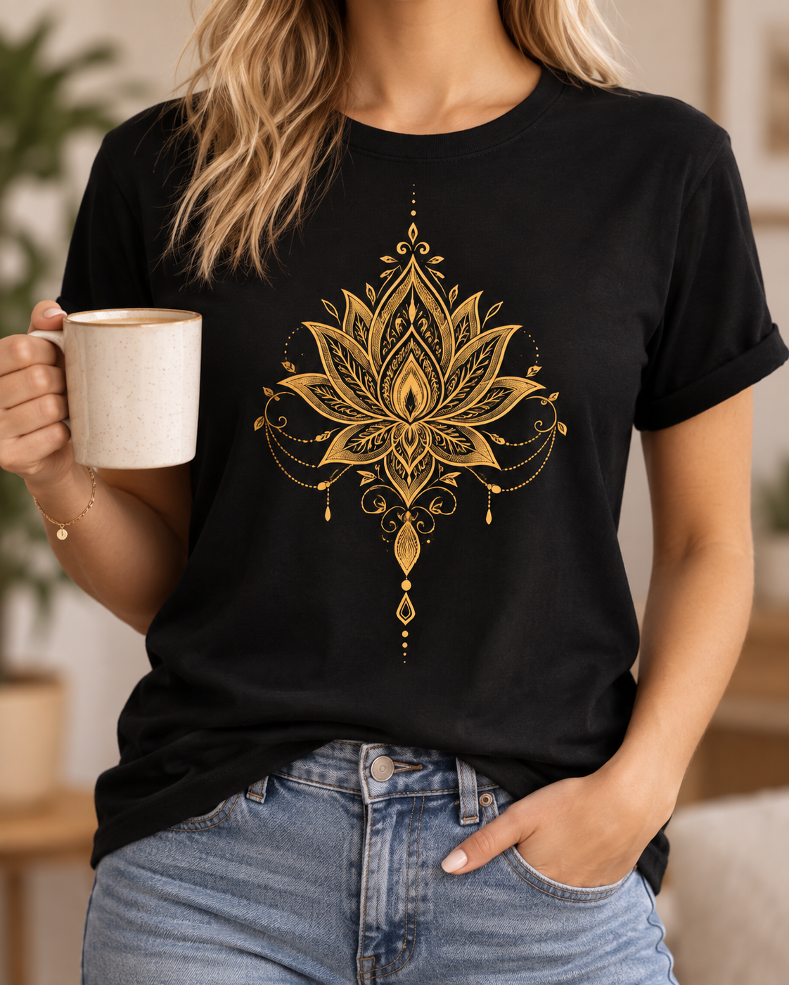 Lotus Flower T-Shirt – Golden Ornament