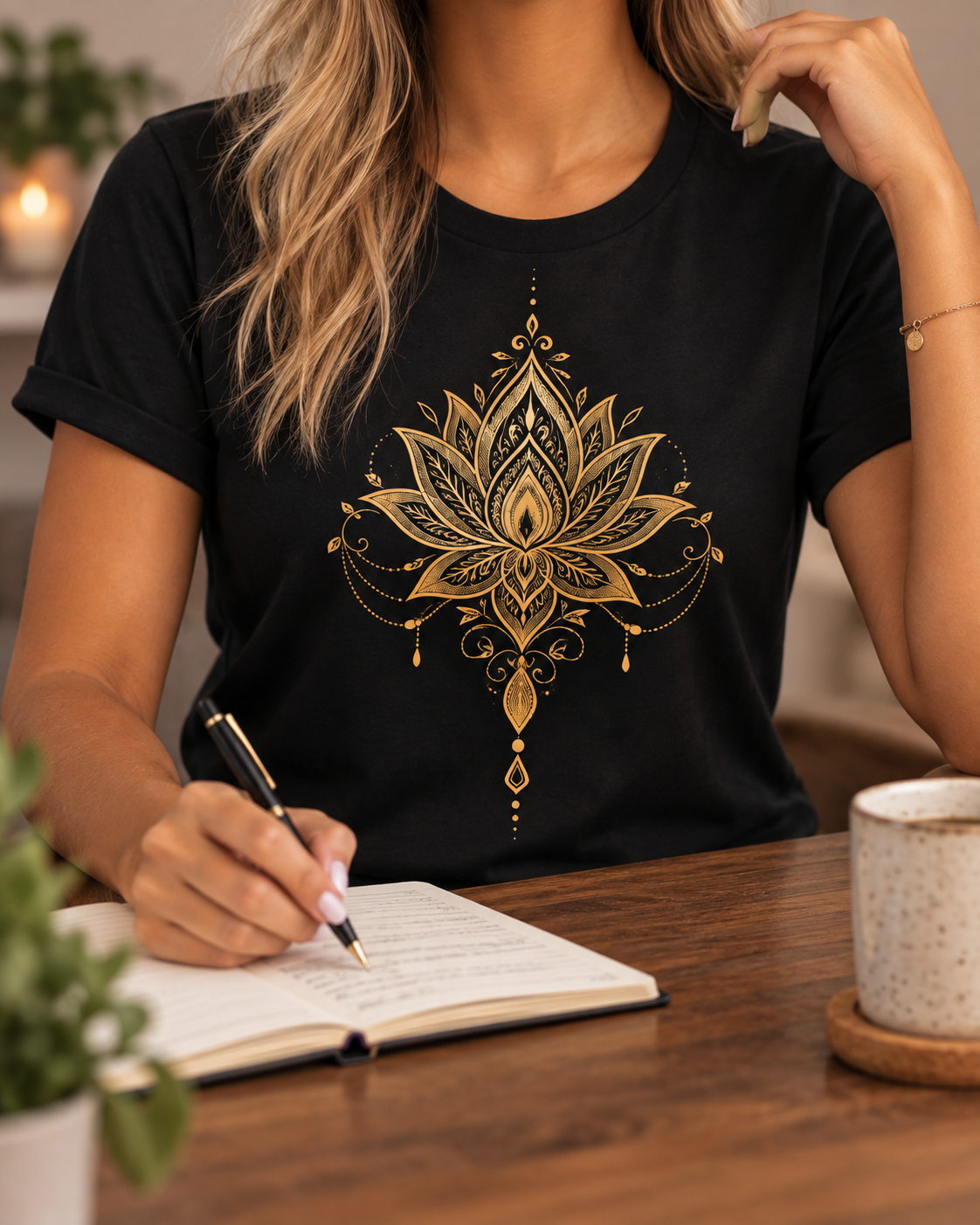 Lotus Flower T-Shirt – Golden Ornament