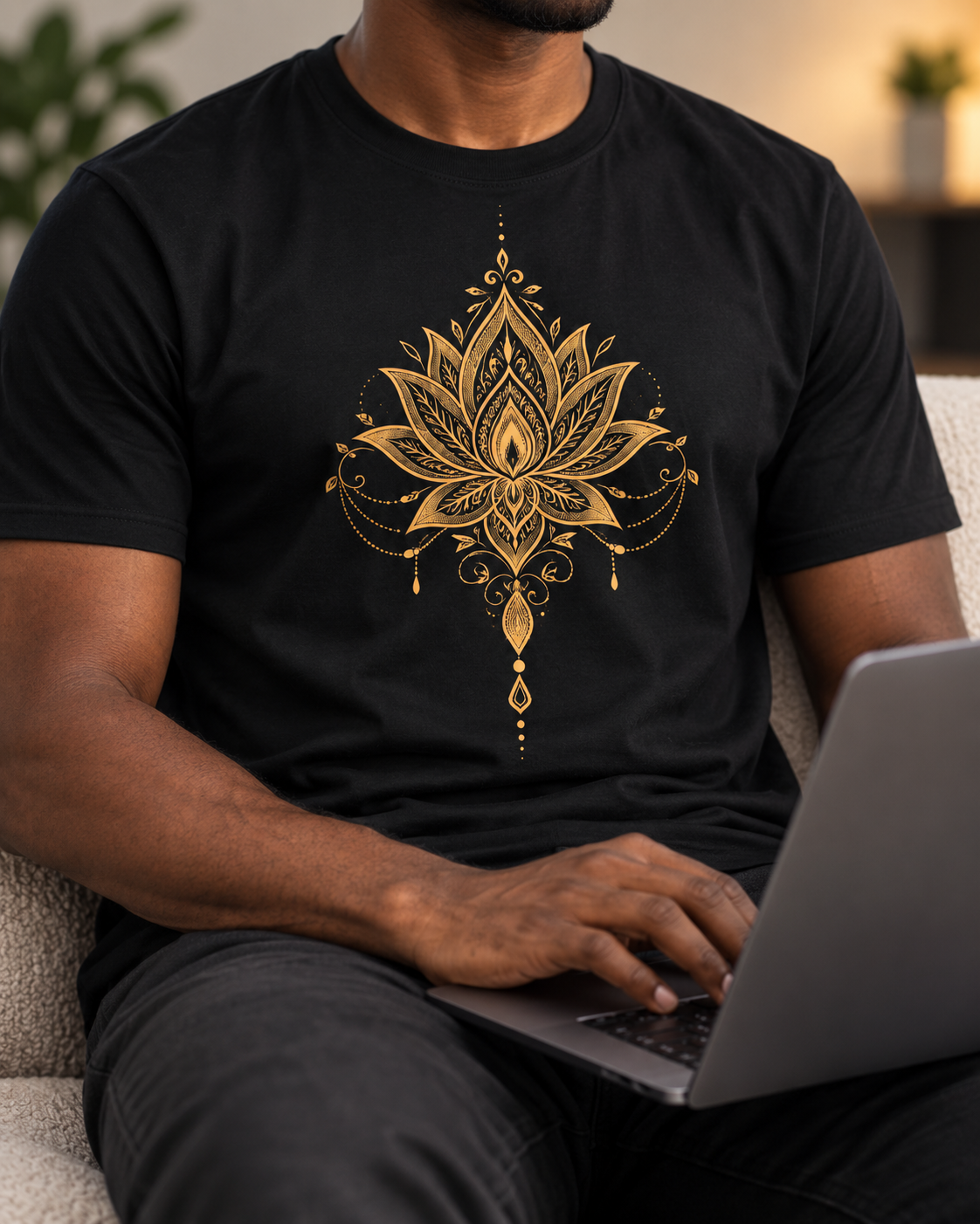 Lotus Flower T-Shirt – Golden Ornament