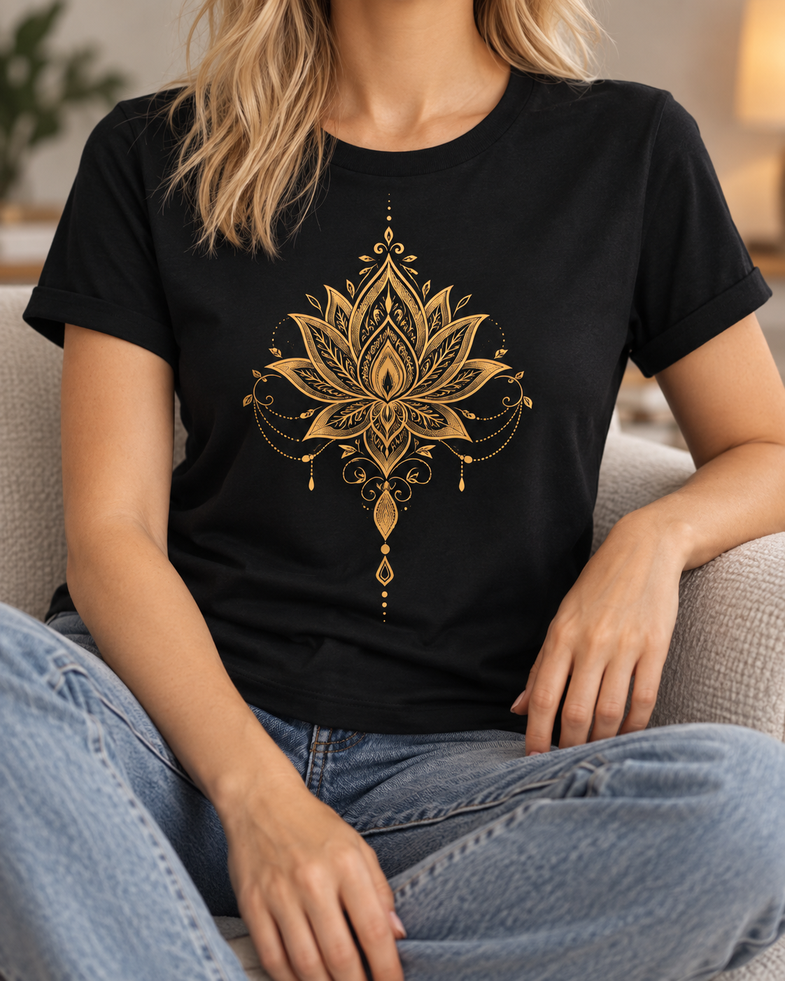 Lotus Flower T-Shirt – Golden Ornament