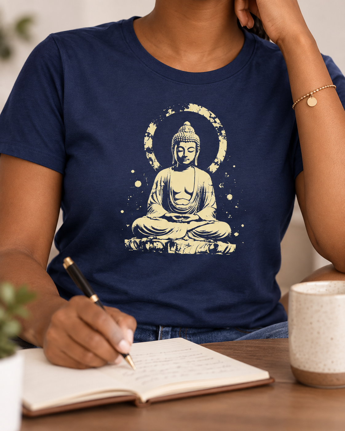 Buddha T-Shirt – Distressed Gold Halo
