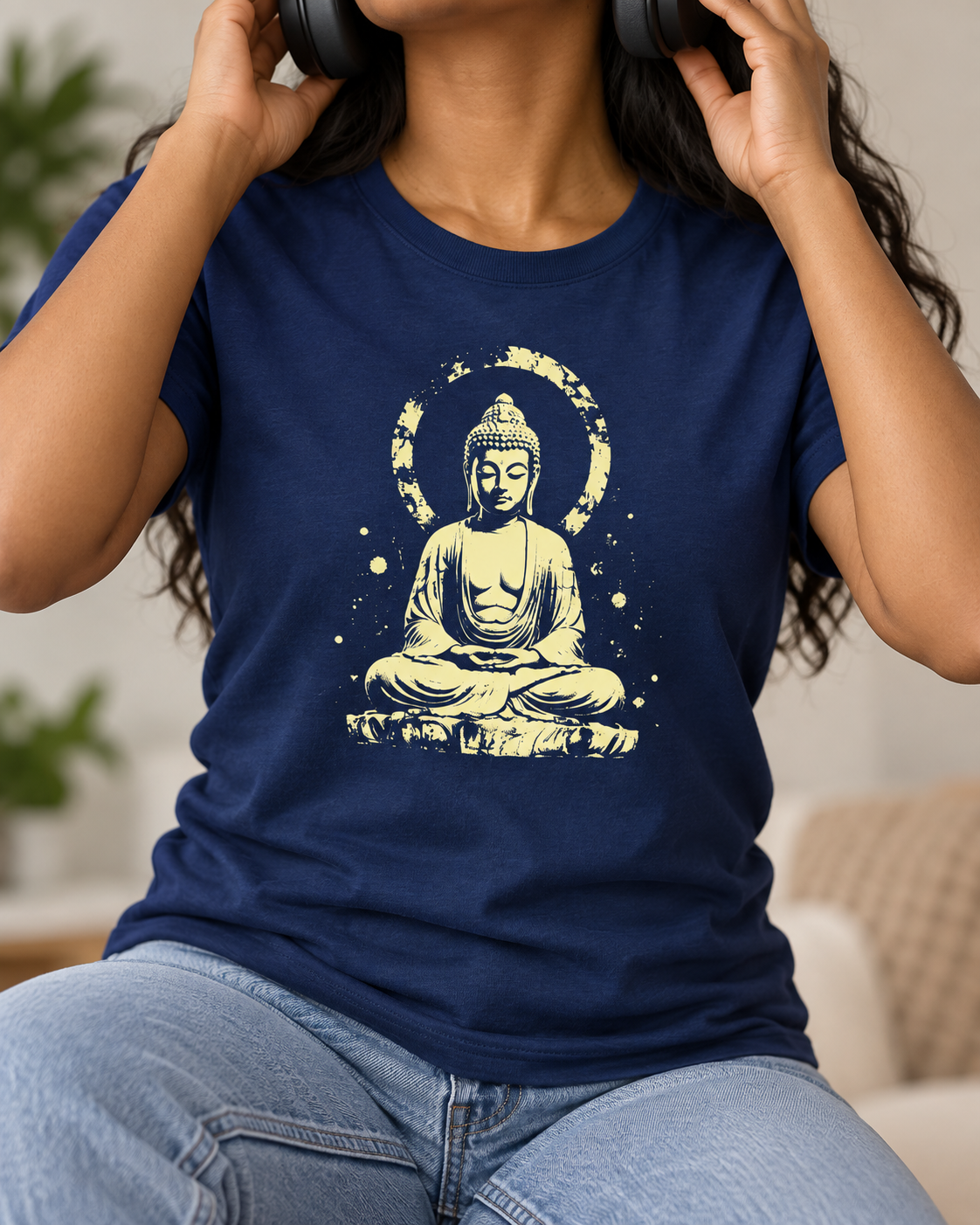 Buddha T-Shirt – Distressed Gold Halo
