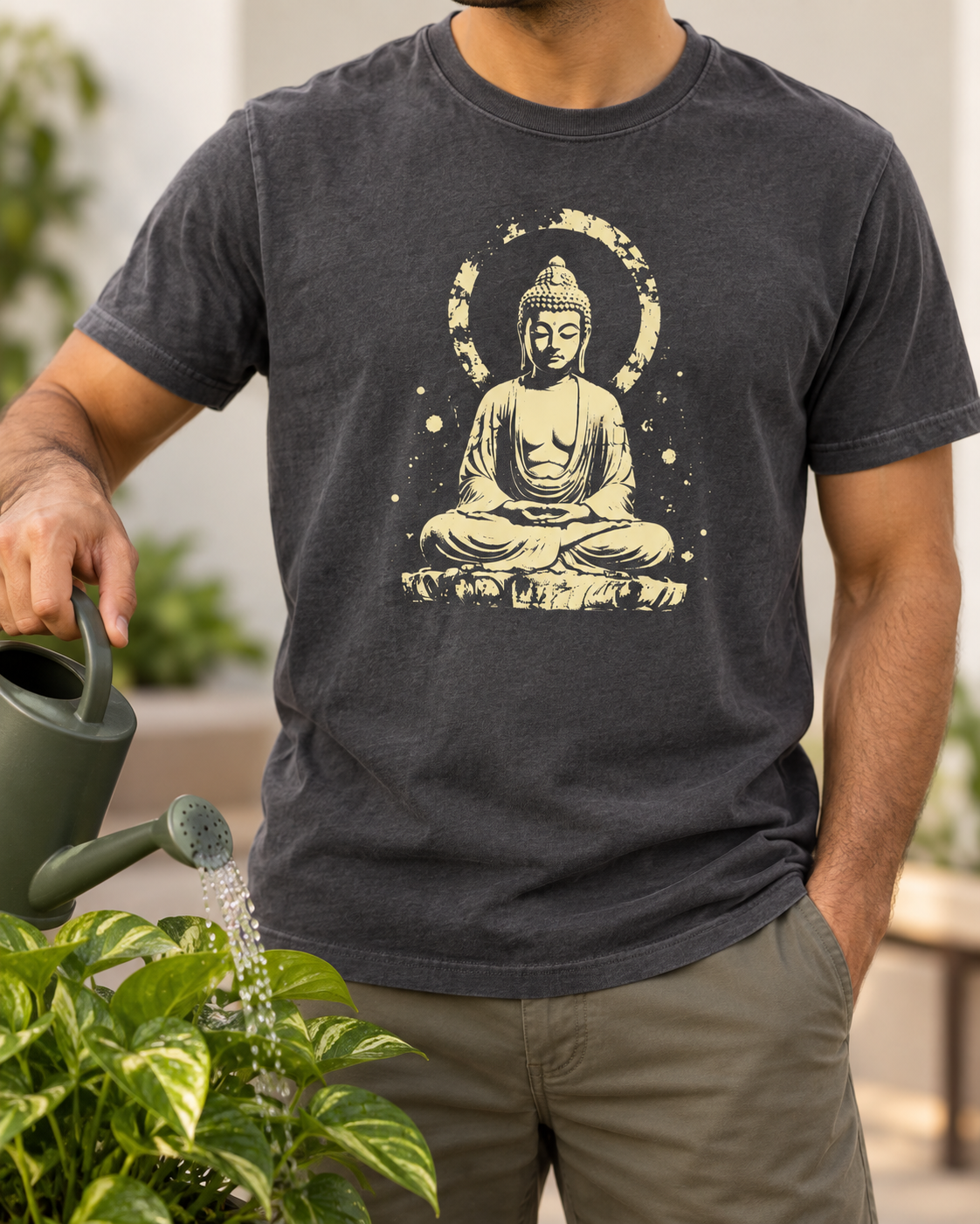 Buddha T-Shirt – Distressed Gold Halo