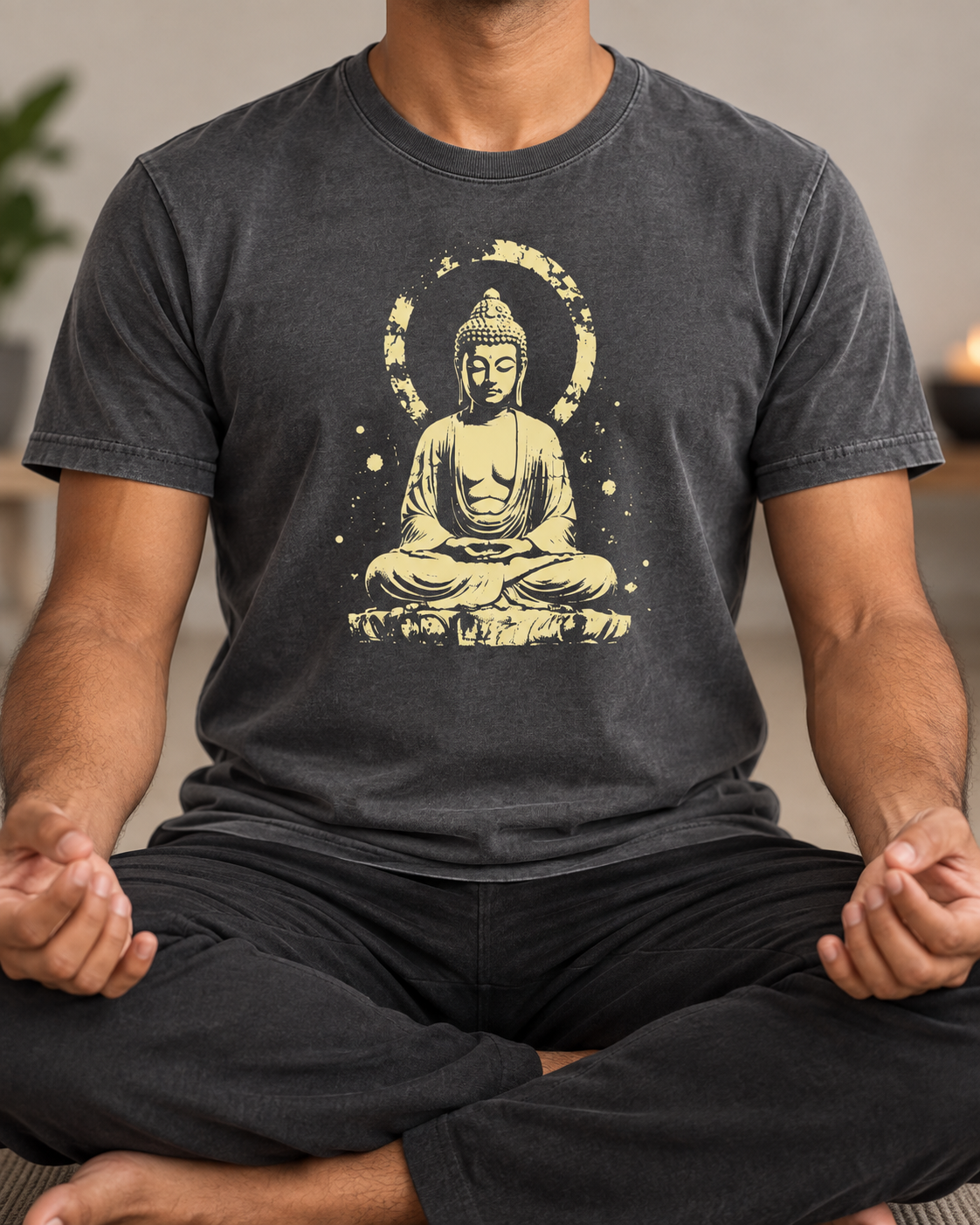 Buddha T-Shirt – Distressed Gold Halo