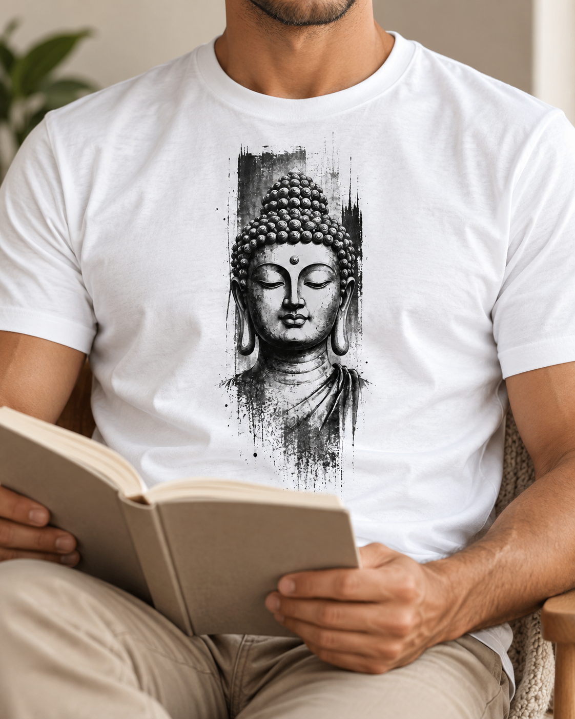 Buddha Portrait T-Shirt – Black Ink