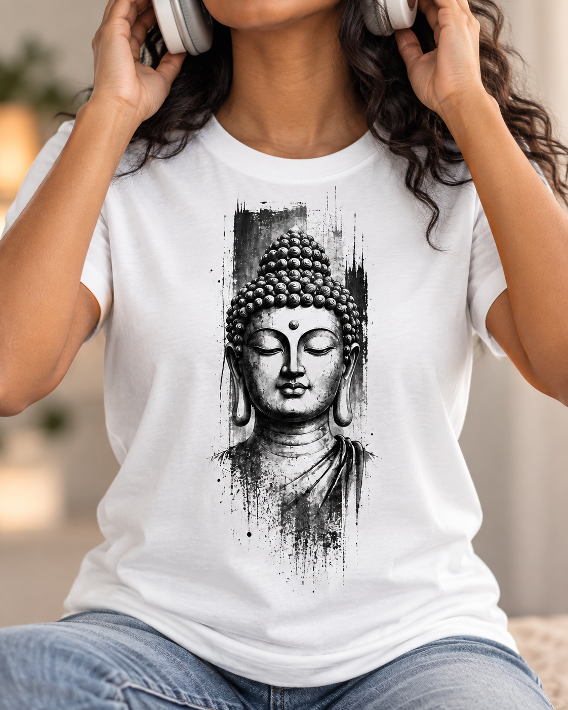Buddha Portrait T-Shirt – Black Ink