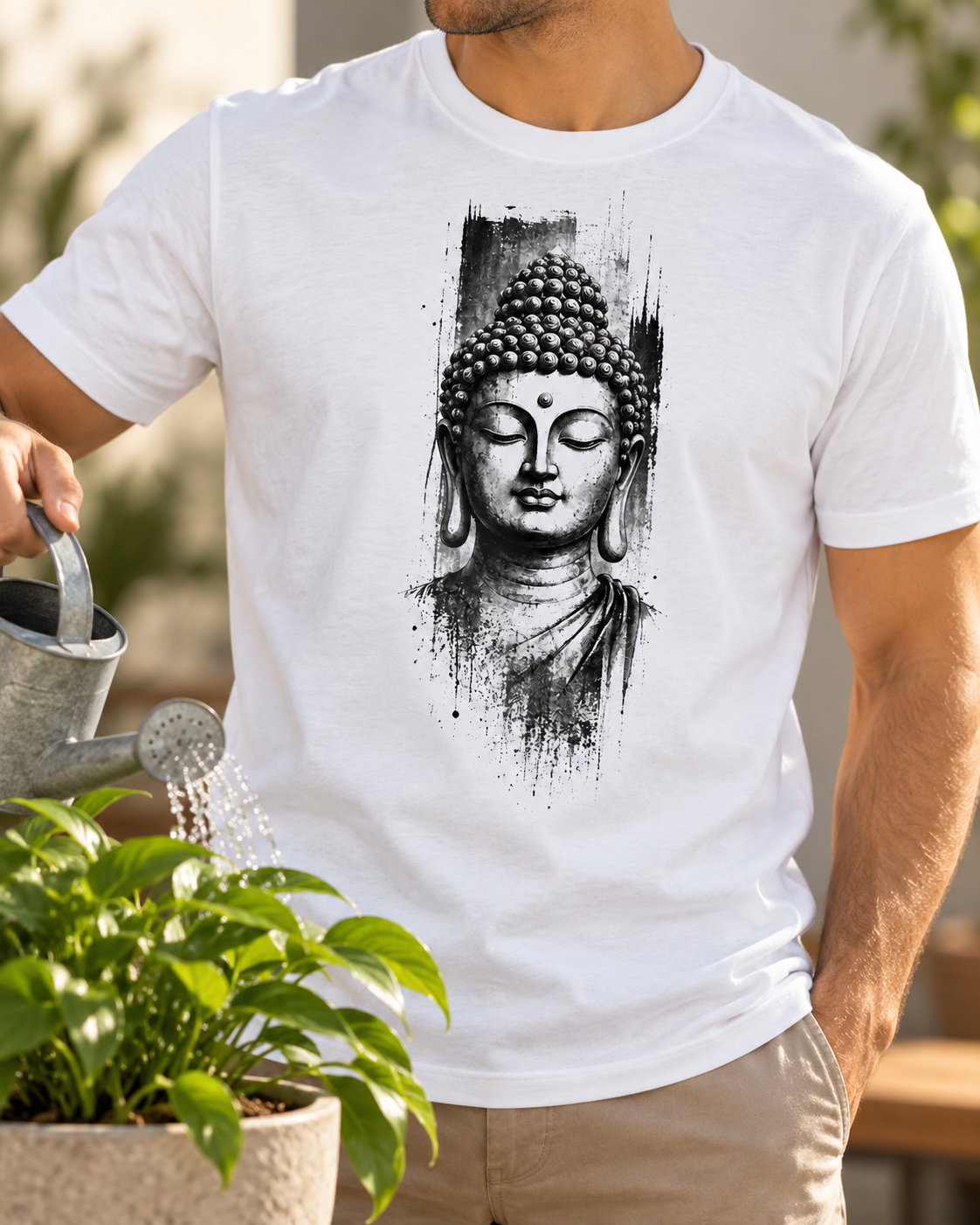 Buddha Portrait T-Shirt – Black Ink