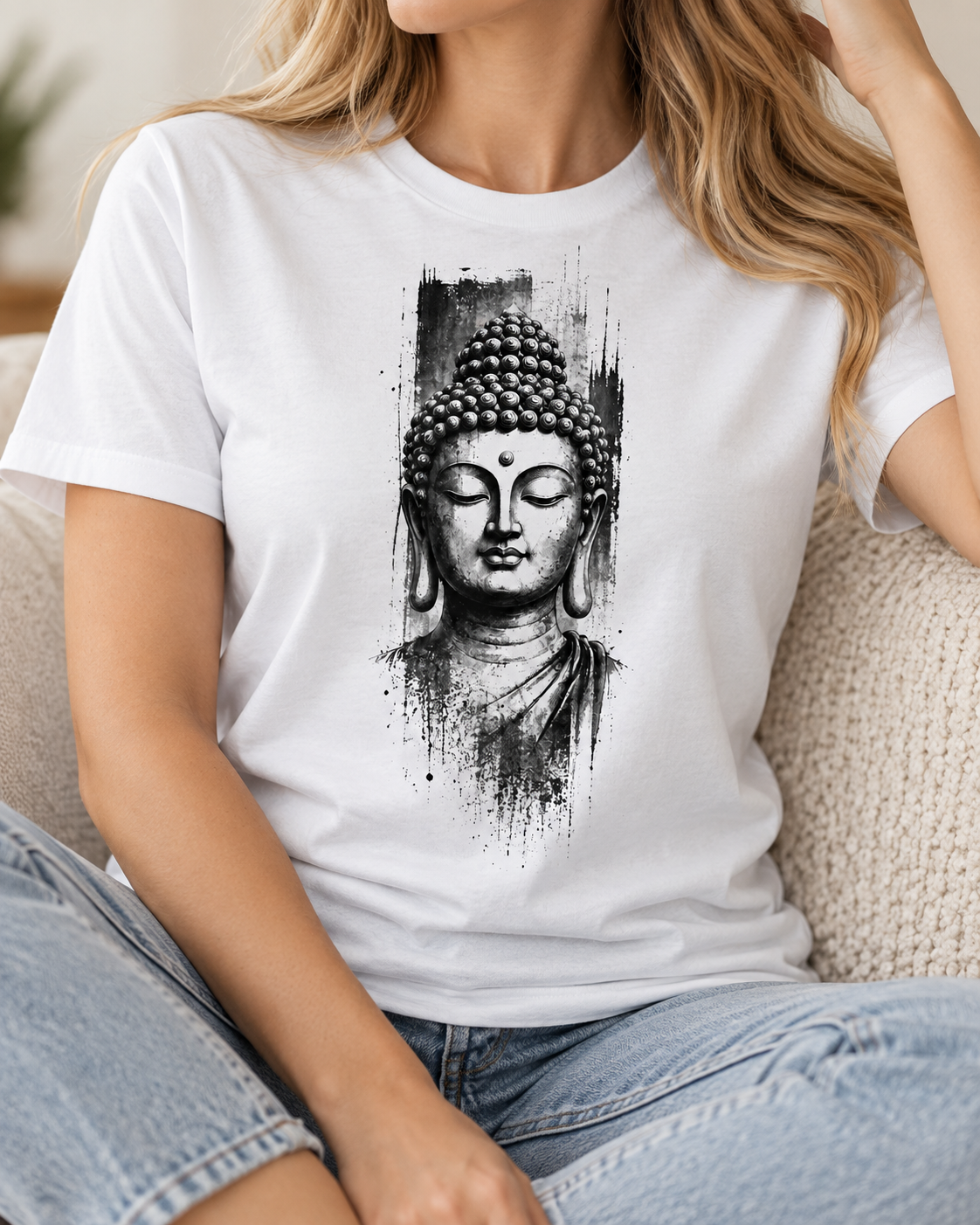Buddha Portrait T-Shirt – Black Ink