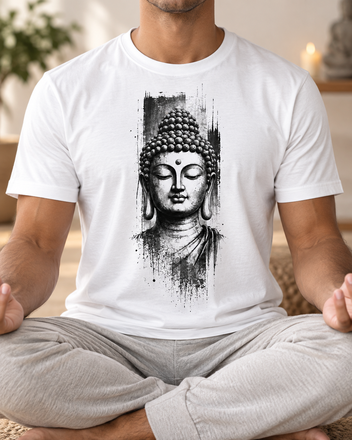 Buddha Portrait T-Shirt – Black Ink
