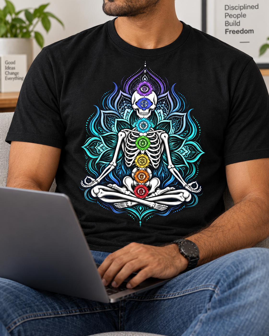 Skeleton Meditation T-Shirt – Chakra Art