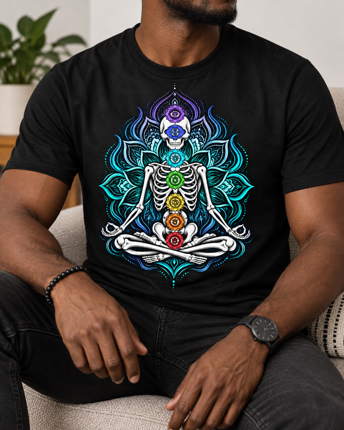 Skeleton Meditation T-Shirt – Chakra Art
