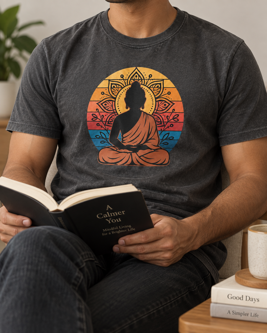Buddha Meditation T-Shirt – Retro Sunset