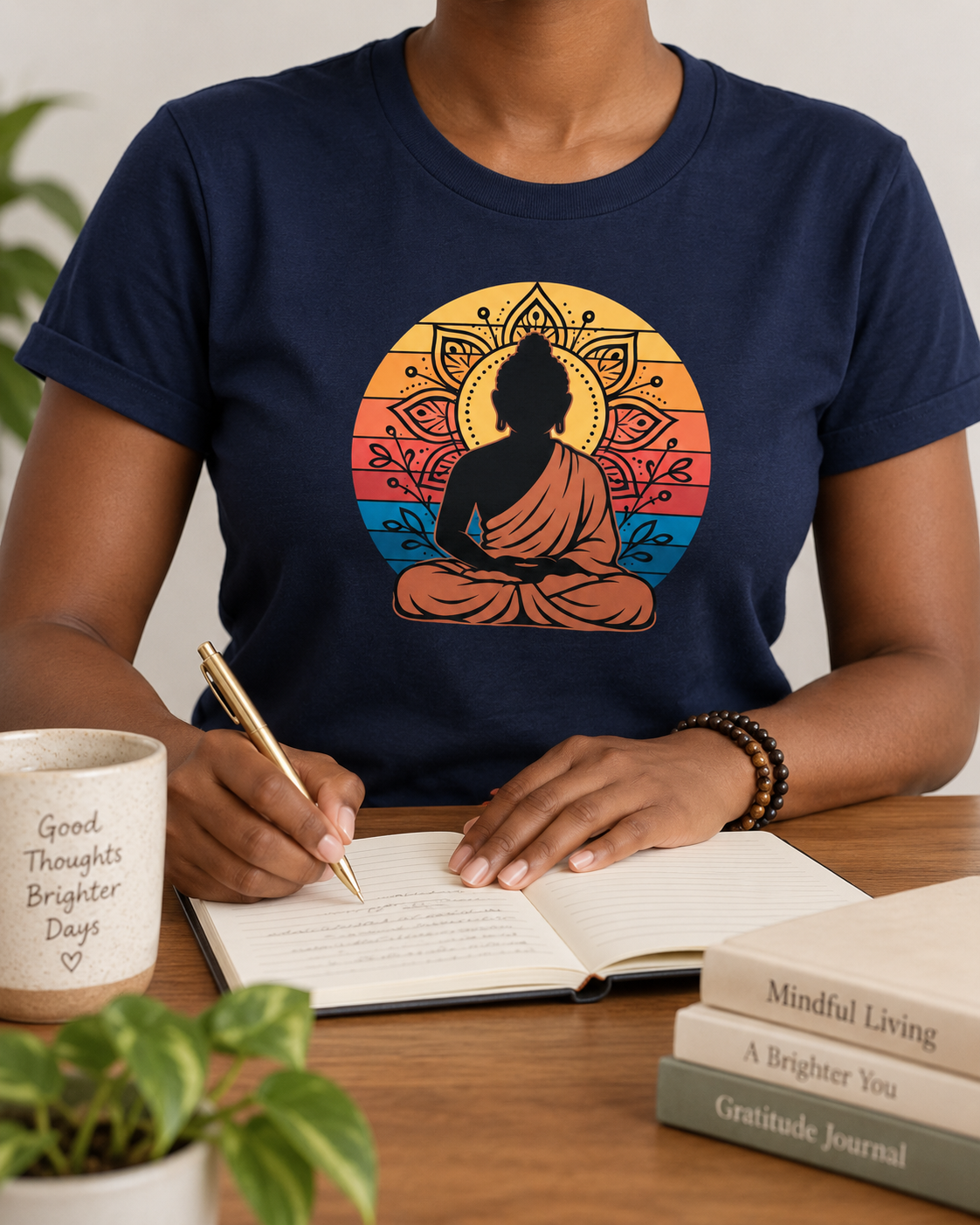 Buddha Meditation T-Shirt – Retro Sunset