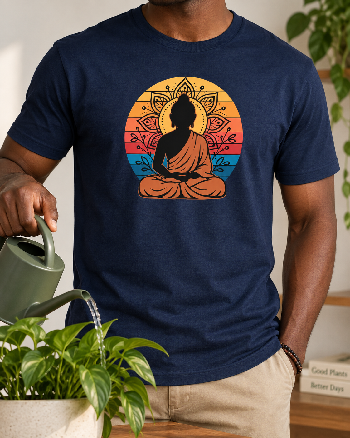 Buddha Meditation T-Shirt – Retro Sunset