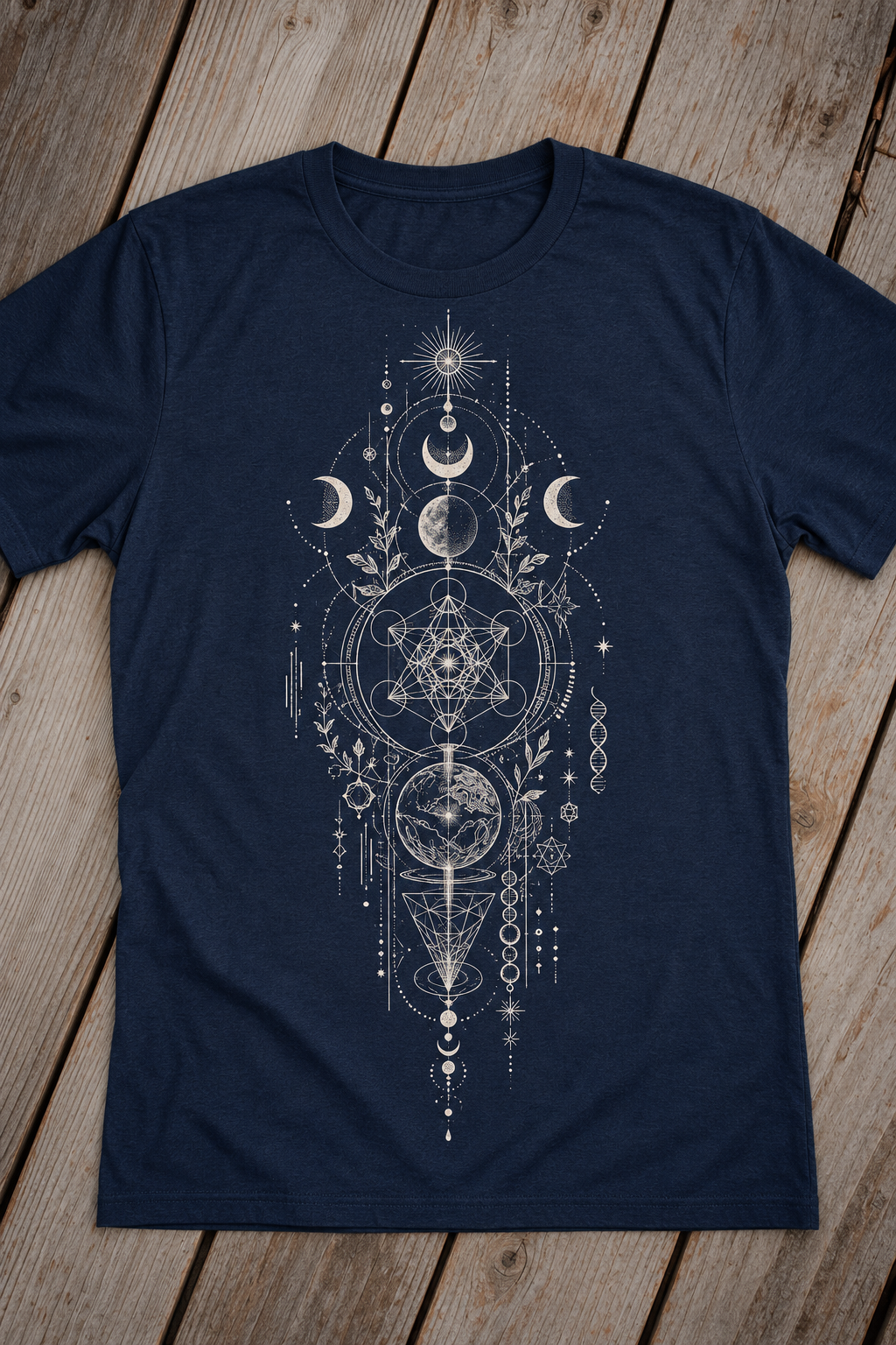 Sacred Geometry T-Shirt – Celestial Moons