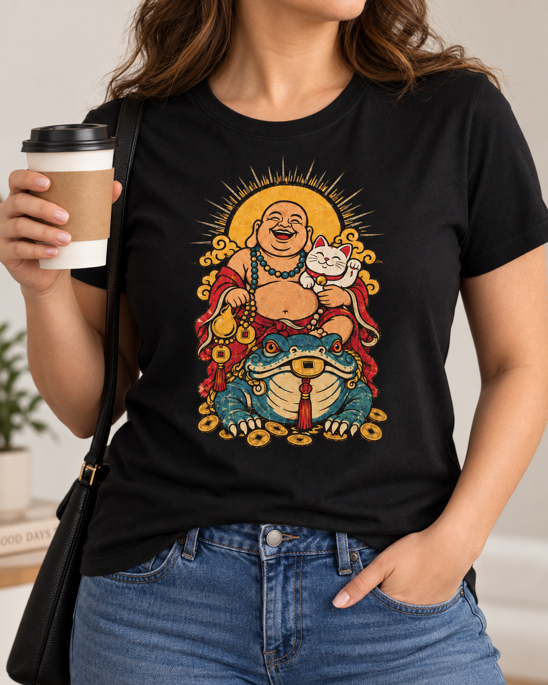 Laughing Buddha T-Shirt – Lucky Cat